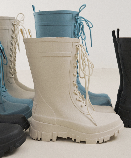 PLATFORM LACEUP RAIN BOOTS MIDDLE - 3 colors