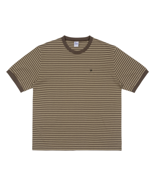 TCM mini logo stripe ringer T (brown)
