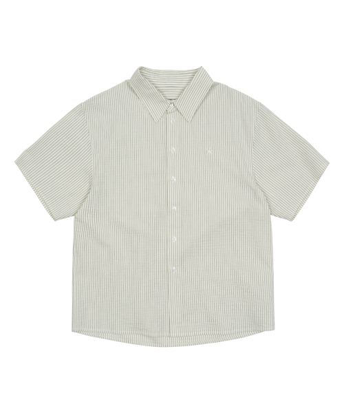 TCM mini logo stripe half shirts (beige)