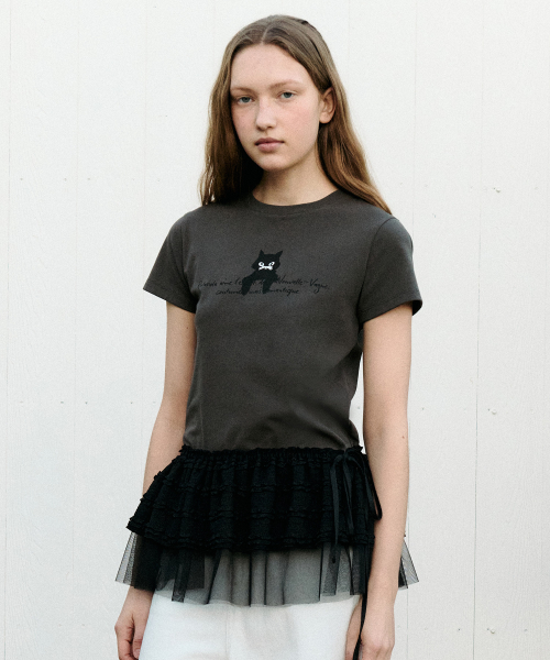 ROLA CAT FRIENDS T-SHIRT CHARCOAL
