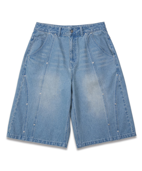 [UNISEX] Rivet Denim Bermuda Pants LIGHT INDIGO