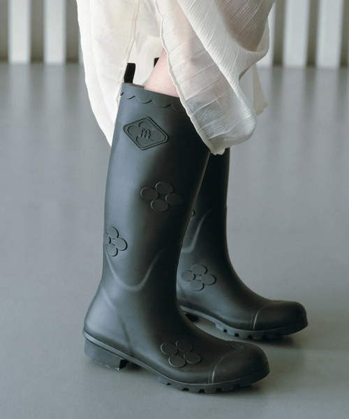 [X MINJUKIM] FLORAL PATCH RAIN BOOTS LONG - 4 colors