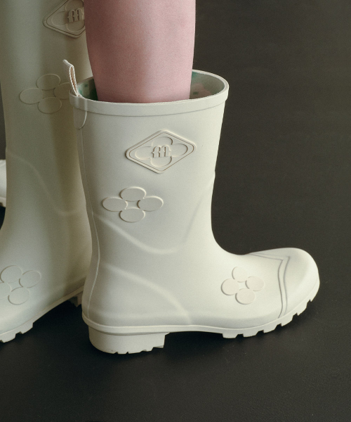 [X MINJUKIM] FLORAL PATCH RAIN BOOTS SHORT - 4 colors