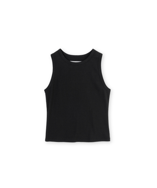 W Round Sleeveless Top, Black
