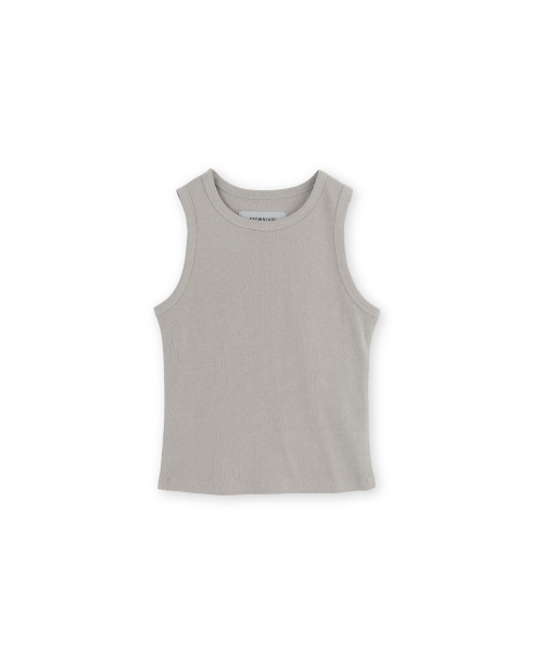 W Round Sleeveless Top, Beige
