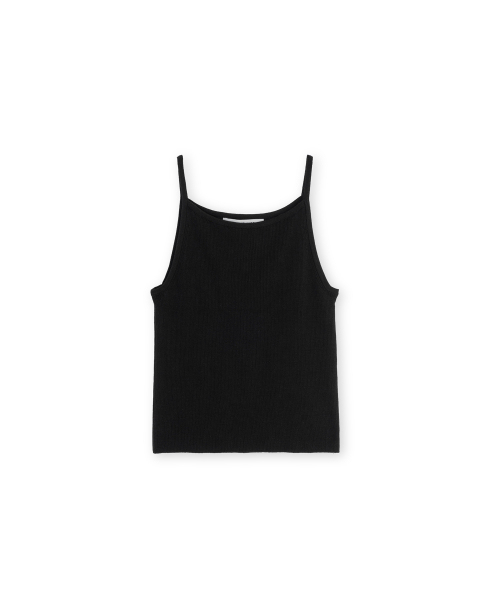W Squre Knit Sleeveless, Black