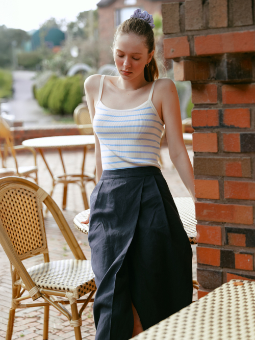 LENA stripe sleeveless top_SKY BLUE