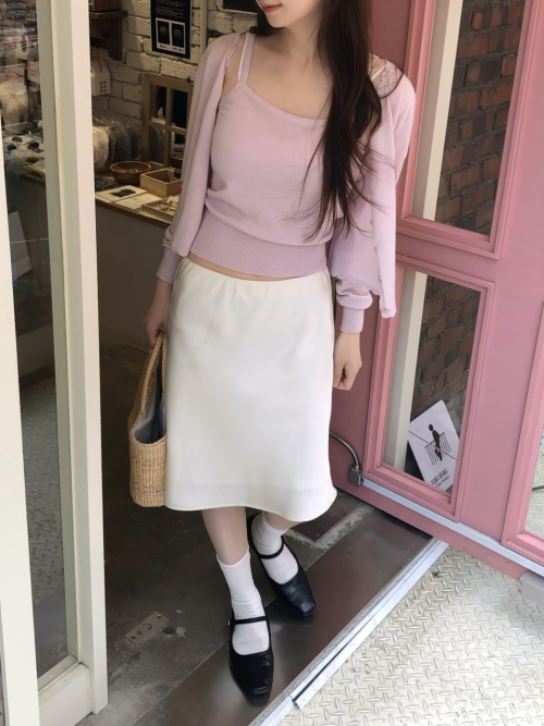 DIANA satin midi skirt_IVORY