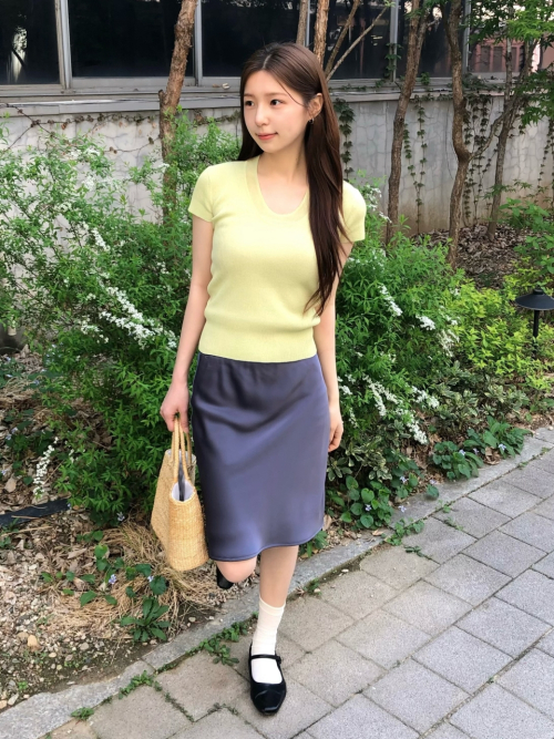 DIANA satin midi skirt_INDIGO BLUE