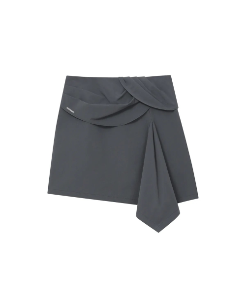 Layered chiton mini skirt CHARCOAL