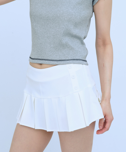 C PINTUCK MINI SKIRT_WHITE