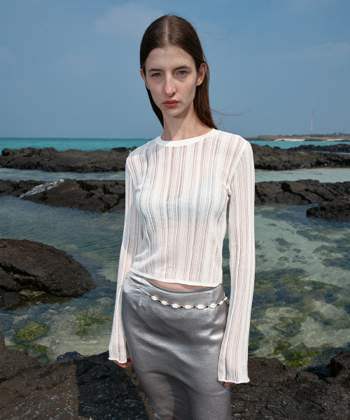 SCRATCH SEE-THROUGH SUMMER KNIT - WHITE