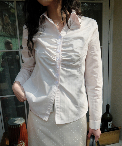 Silky Jacquard Shirt (Light Pink)