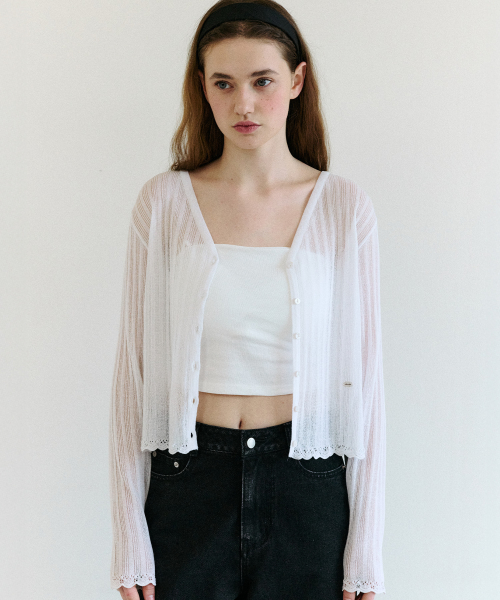 LACE DETAIL CARDIGAN WHITE