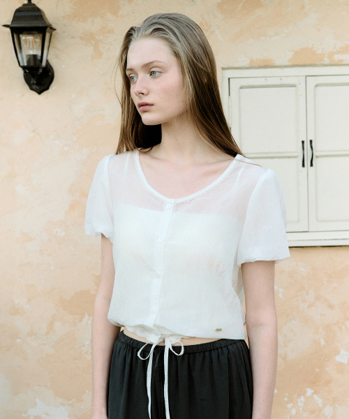 RIBBON STRING BLOUSE WHITE