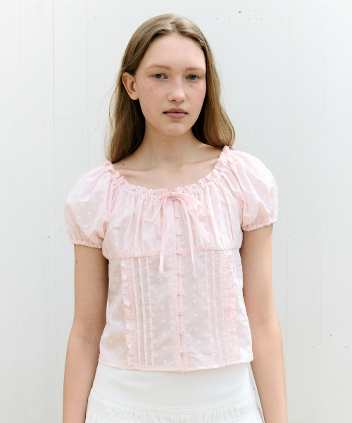 FRILL PINTUCK BLOUSE PINK