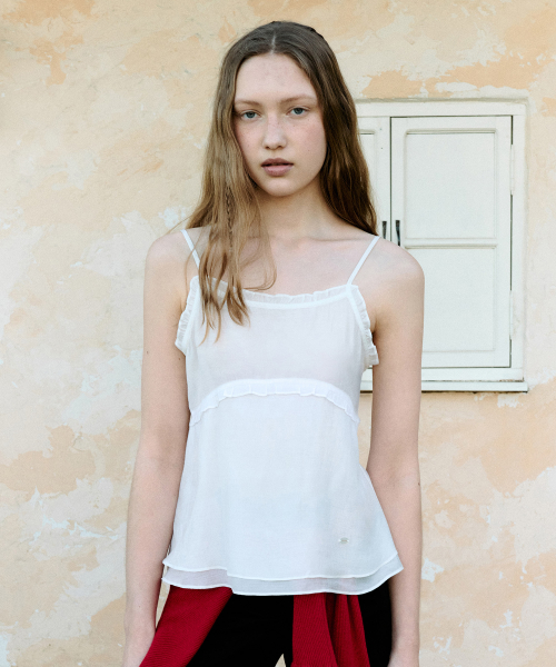 FRILL FLARE SLEEVELESS WHITE