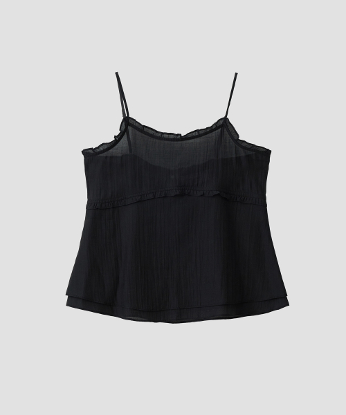 FRILL FLARE SLEEVELESS BLACK