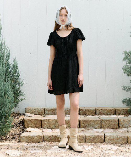 RIBBON LACE MINI ONEPIECE BLACK