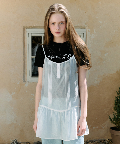 PINTUCK SHEER LAYERED ONEPIECE IVORY