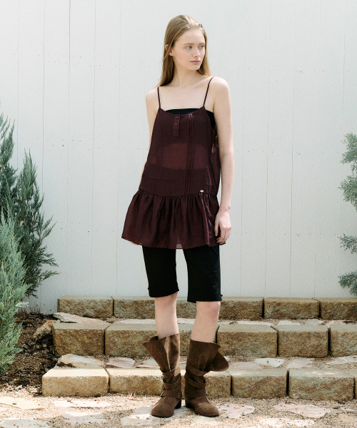 PINTUCK SHEER LAYERED ONEPIECE BURGUNDY