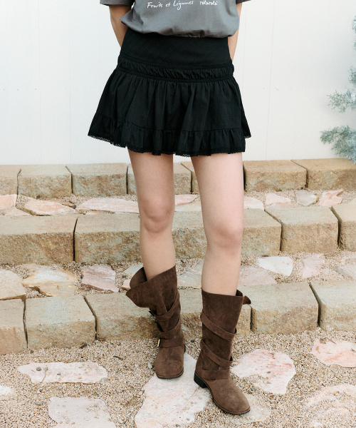 DOUBLE LACE MINI SKIRT BLACK