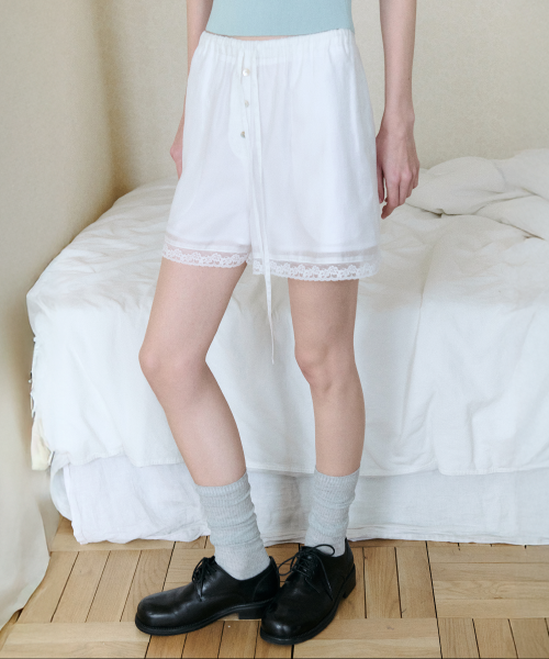 LACE PAJAMA SHORT PANTS WHITE