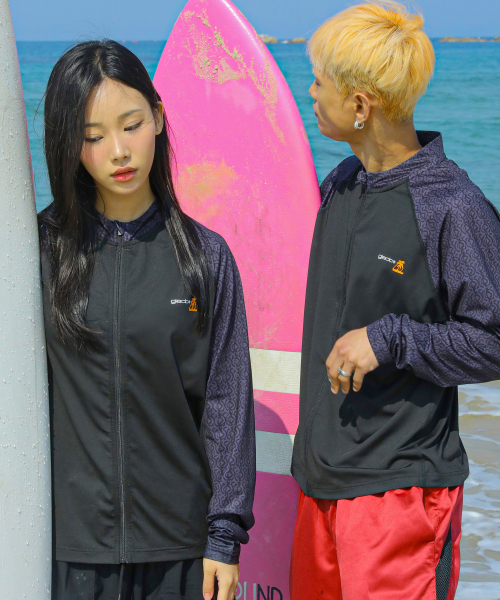 GT146 네이티브 패턴 집업 래쉬가드 (BLACK)