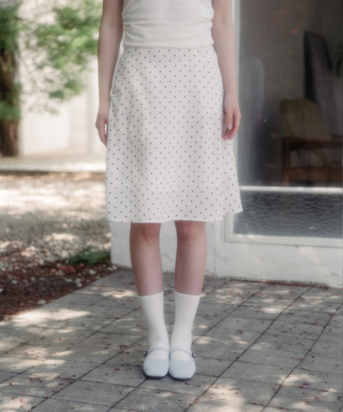 Dot Flare Midi Skirt