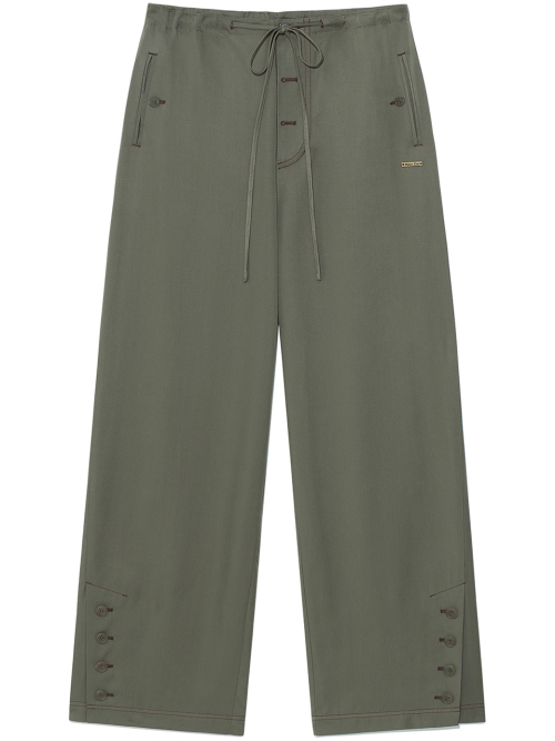 BUTTON POINT STRING WIDE PANTS IN KHAKI