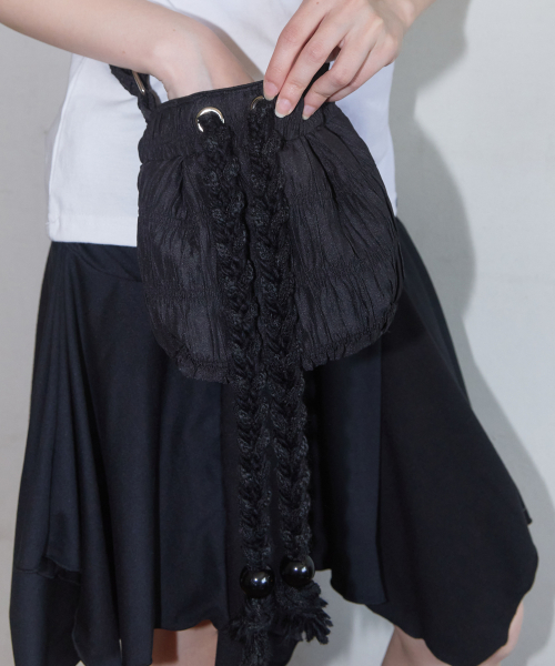 ROPE STRING MINI CROSS BAG (BLACK) F25QE999