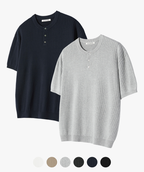 Cotton Henley Neck Washable Knit - 6 Color