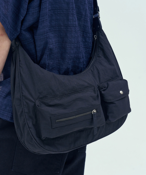 Leather Mix Two Pocket Cross Bag