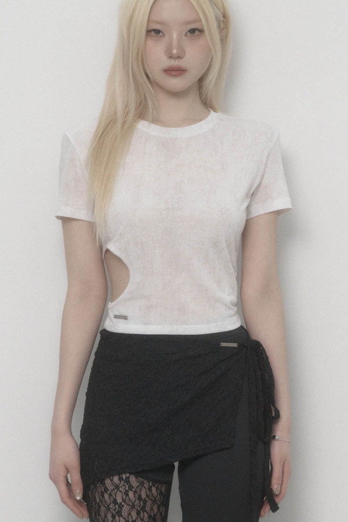 Graphic Side-hole Top (White)