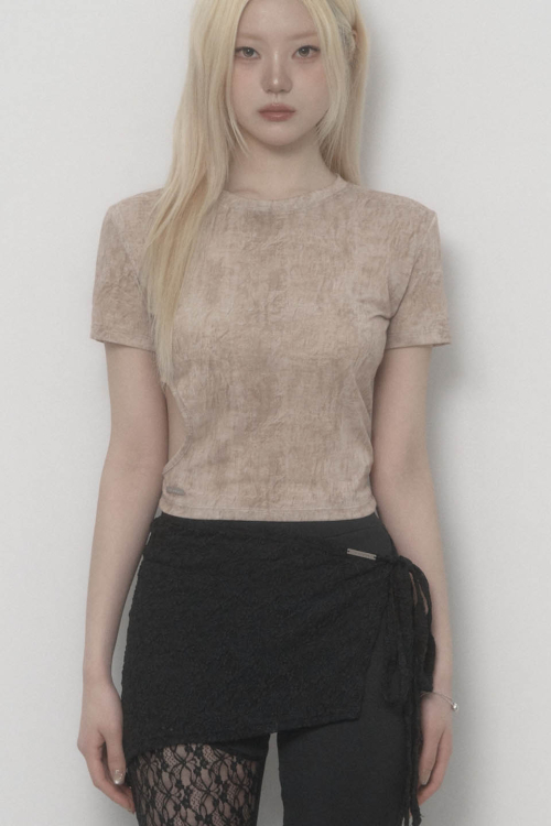 Graphic Side-hole Top (Moca mousse)