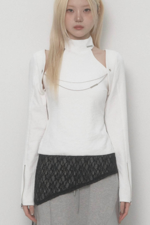 On-Off Chain Bolero Cardigan (White)