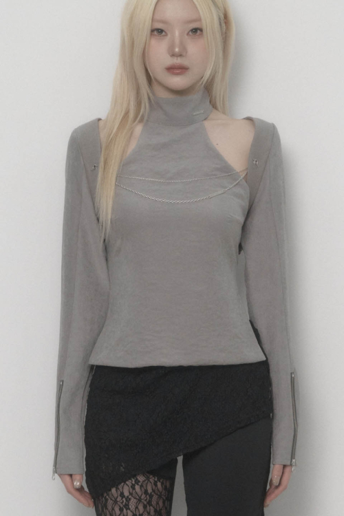 On-Off Chain Bolero Cardigan (Gray)