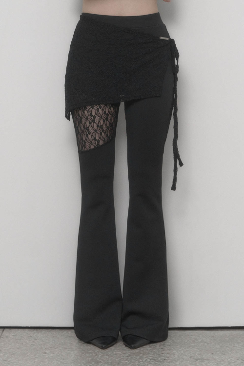 See Through Lace Lap Bootcut Pants