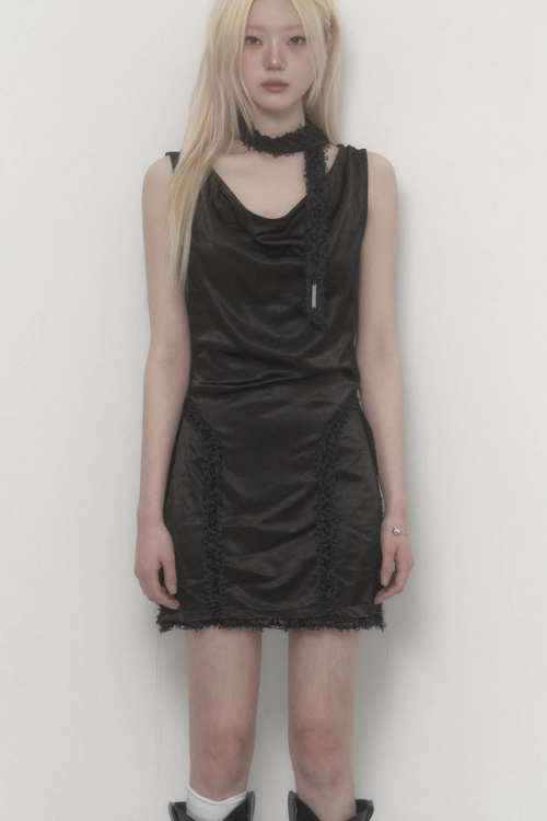 Draped Lace Dress (Black)