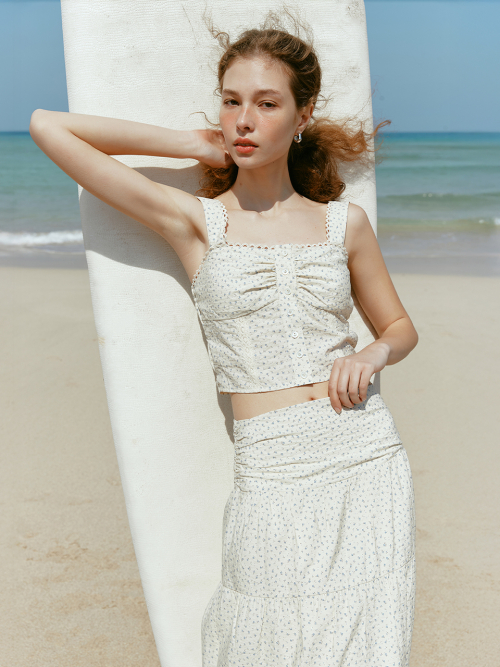 ROUMI sleeveless crop shirt_BEIGE