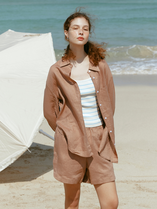 LONA overfit linen shirt_BROWN