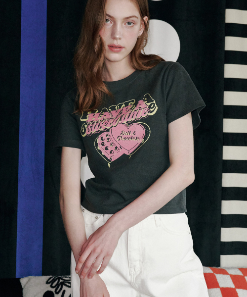 [HAST] 스윗 초콜릿 크롭 티셔츠 차콜 4W2521005