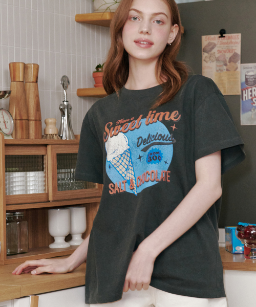 [HAST] 스윗 콘 아이스크림 티셔츠 차콜 4W2521002