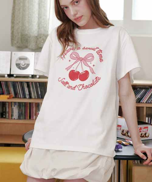 [HAST] 스윗 체리 티셔츠 아이보리 4W2521008