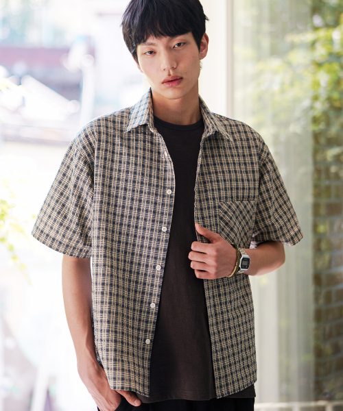 Unite Check Short Sleeved Shirt Navy HHSS2646
