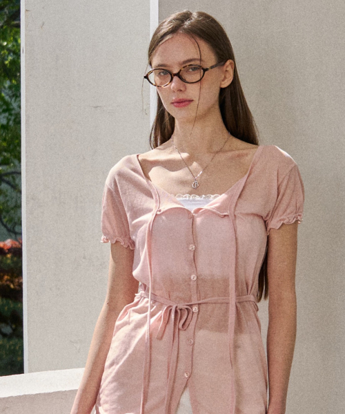 DOUBLE STRAP CARDIGAN-PINK