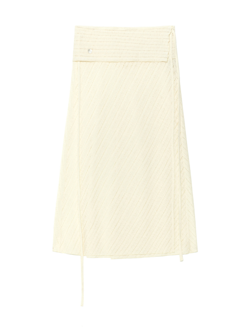 FOLDOVER LAYERED MAXI WRAP SKIRT IN IVORY