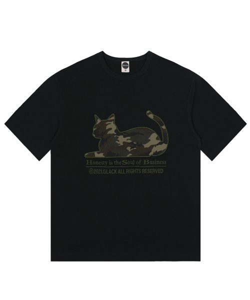 GT199 어네스티캣 카모 반팔 티셔츠 (BLACK)