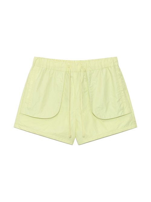 OUT POCKET NYLON BANDING SHORTS IN LIME