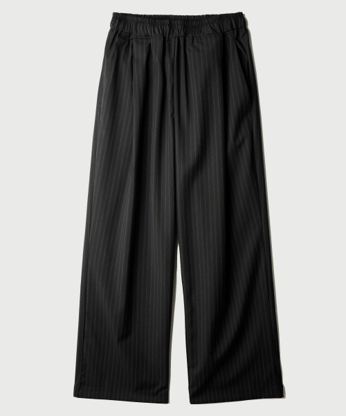 Noah Double Stripe Banded Slacks Black NSLP2645